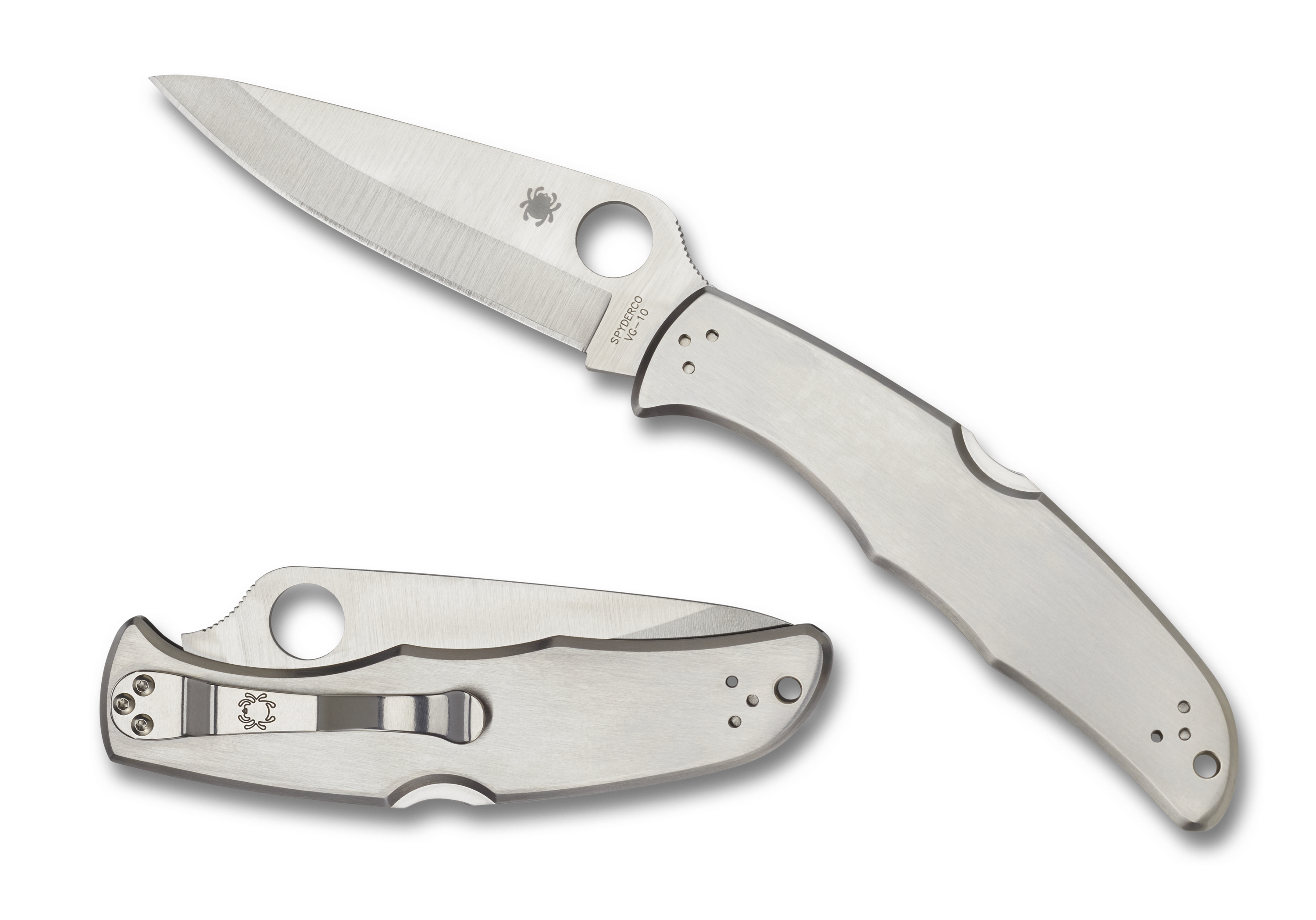 Spyderco Endura 4 - Plain Blade - Stainless Handle - C10P Knives - Tophatter Daily Deals