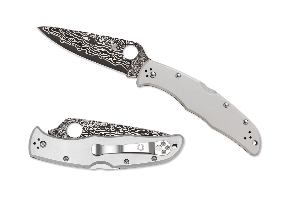 Spyderco Endura - Damascus Blade - Titanium Handle - C10TIPD Knives - Tophatter Daily Deals
