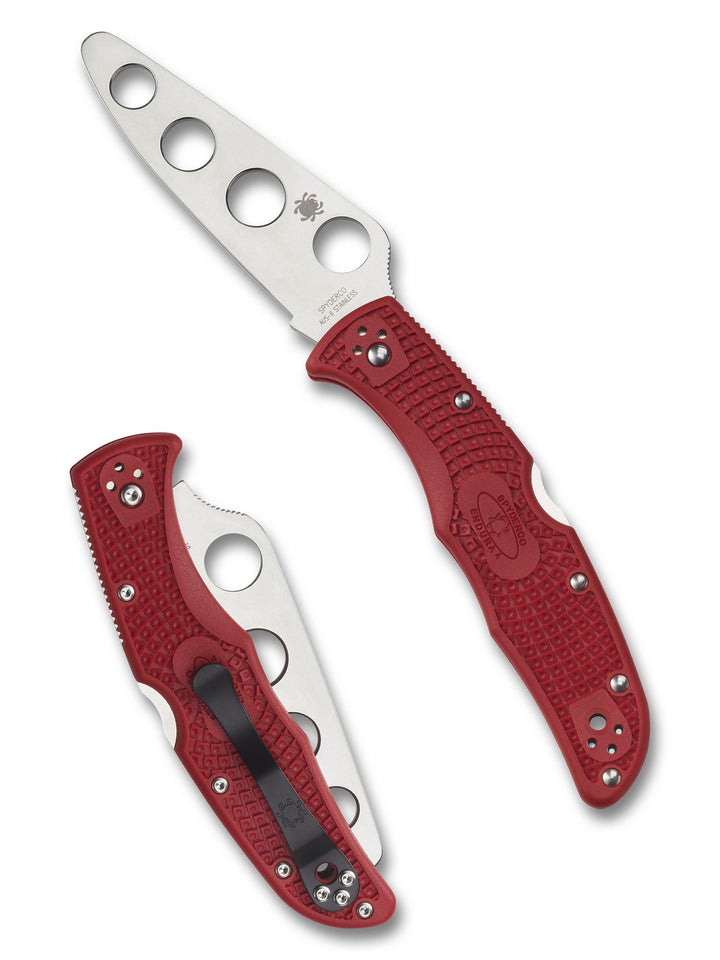 Spyderco Endura 4 Trainer - Red FRN Handles - Unsharpened Blade - C10TR Folding Knives - Tophatter Daily Deals