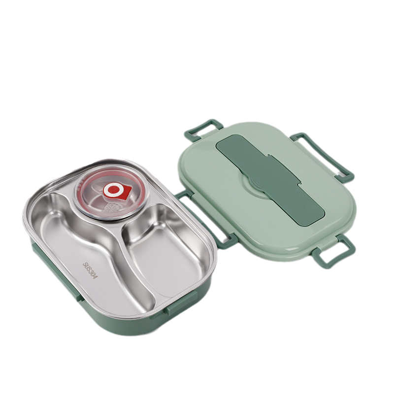 Thermal Lunch Box Stainless Steel Divided Bento Leakproof Green - Tophatter Daily Deals