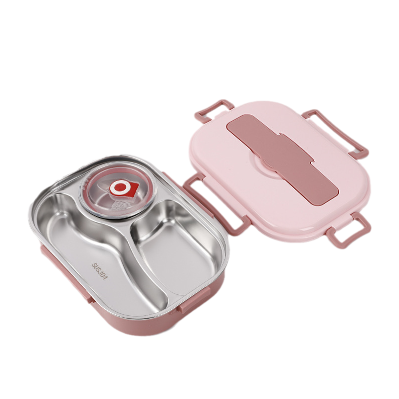 Thermal Lunch Box Stainless Steel Divided Bento Leakproof Pink - Tophatter Daily Deals