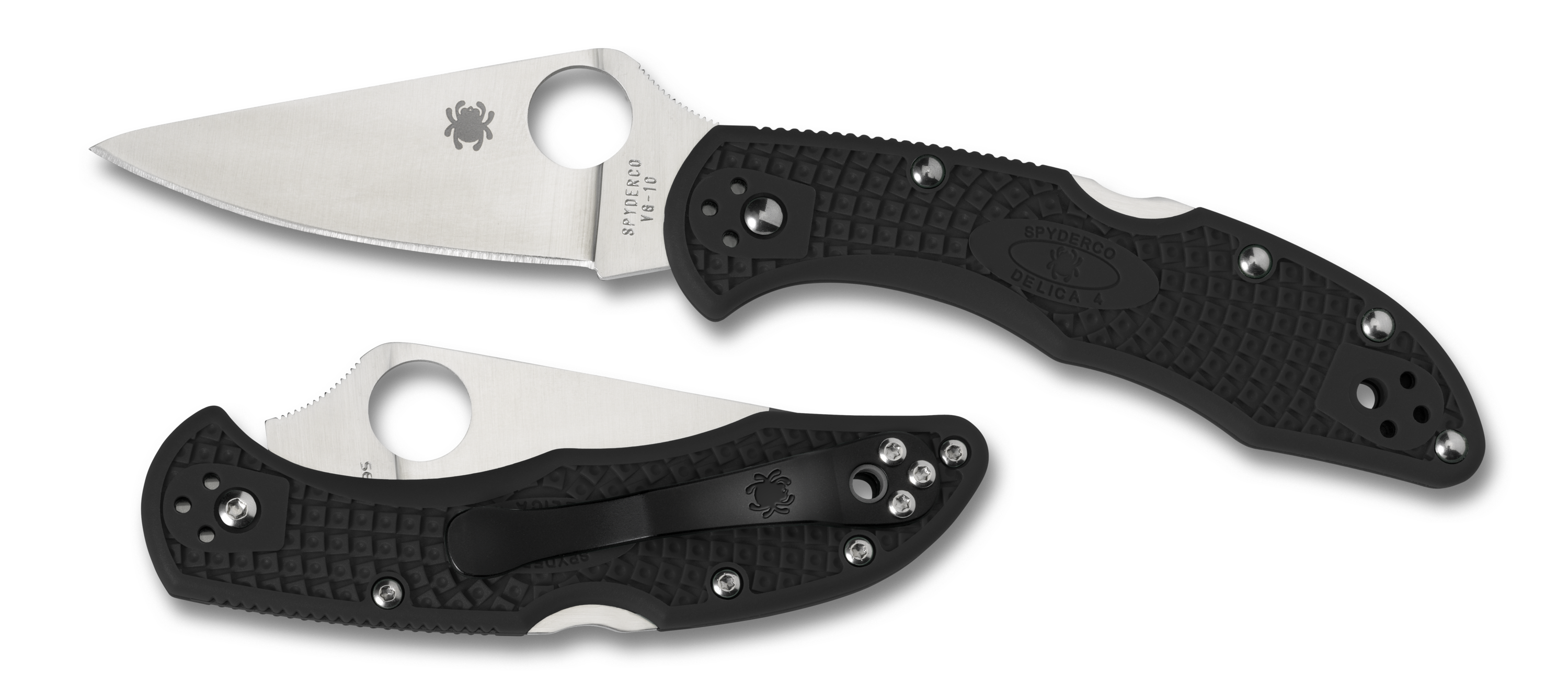 Spyderco Delica 4 - Flat Ground - Black FRN - C11FPBK Knives - Tophatter Daily Deals
