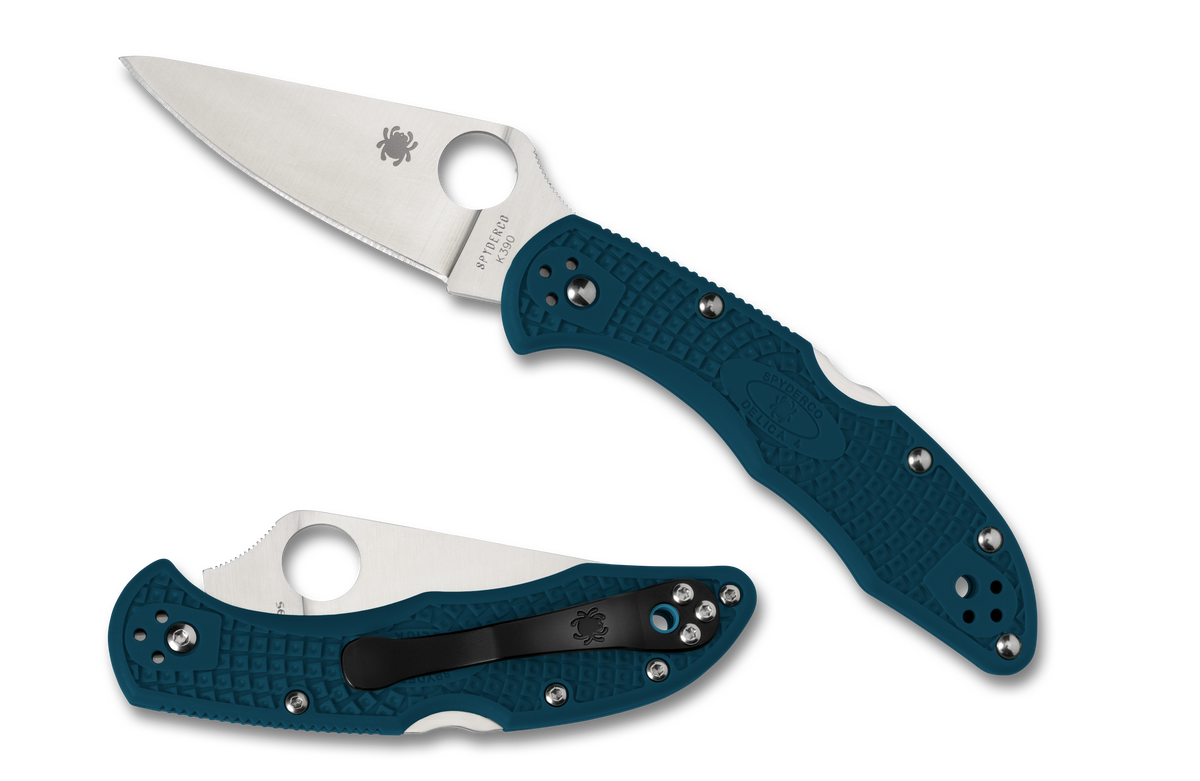 Spyderco Delica 4 - Plain K390 Blade - Blue FRN Handle - C11FPK390 Folding Knives - Tophatter Daily Deals