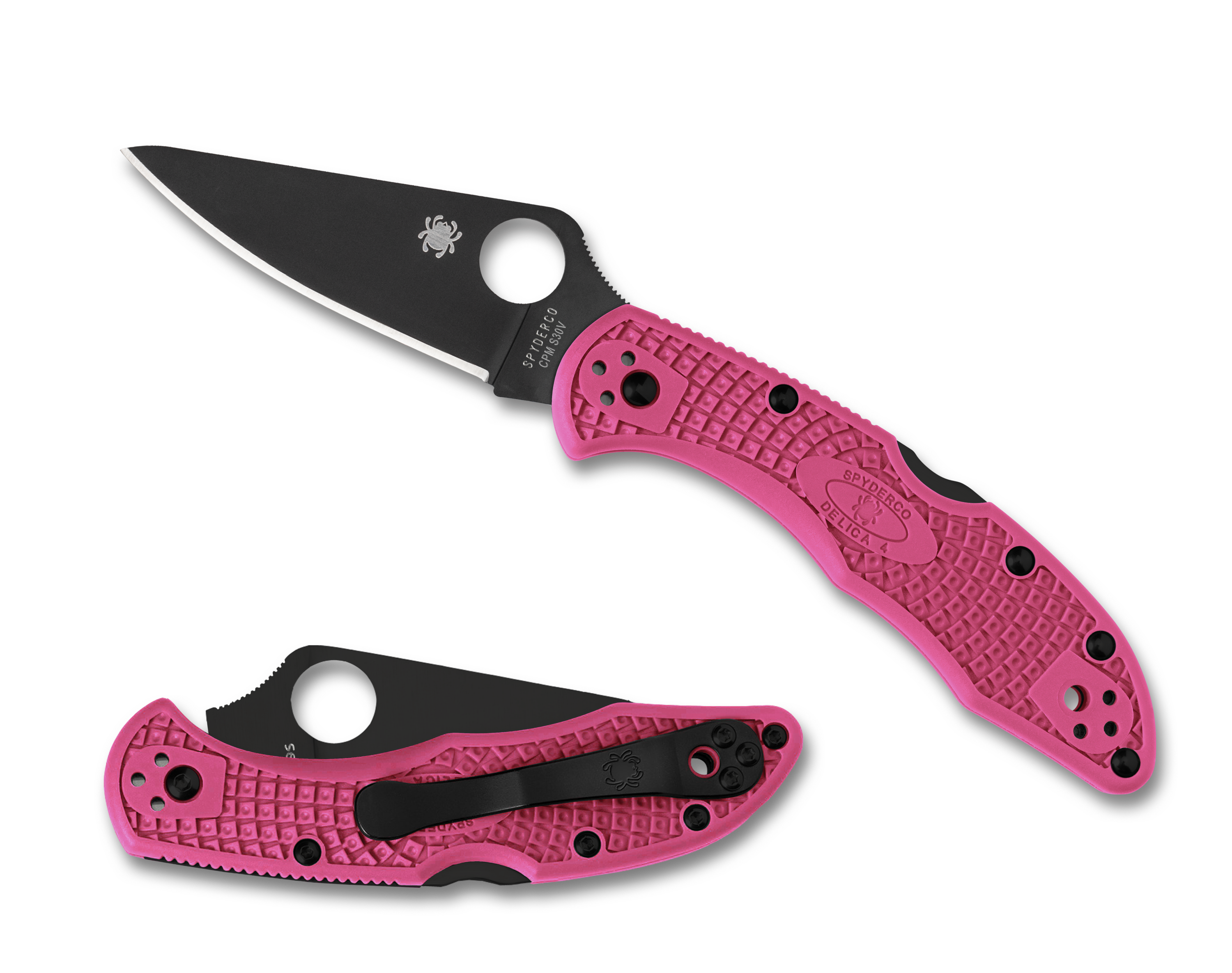 Spyderco Delica 4 - CPM-S30V - Pink FRN - DLC Blade - C11FPPNS30VBK Knives - Tophatter Daily Deals