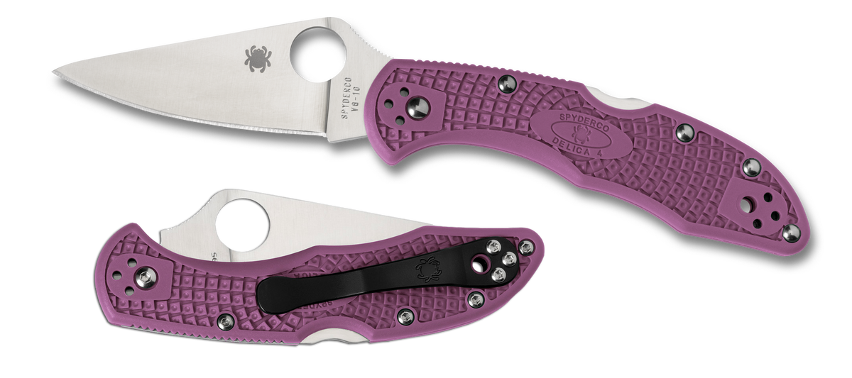 Spyderco Delica 4 - Flat Ground - Purple FRN - C11FPPR Knives - Tophatter Daily Deals