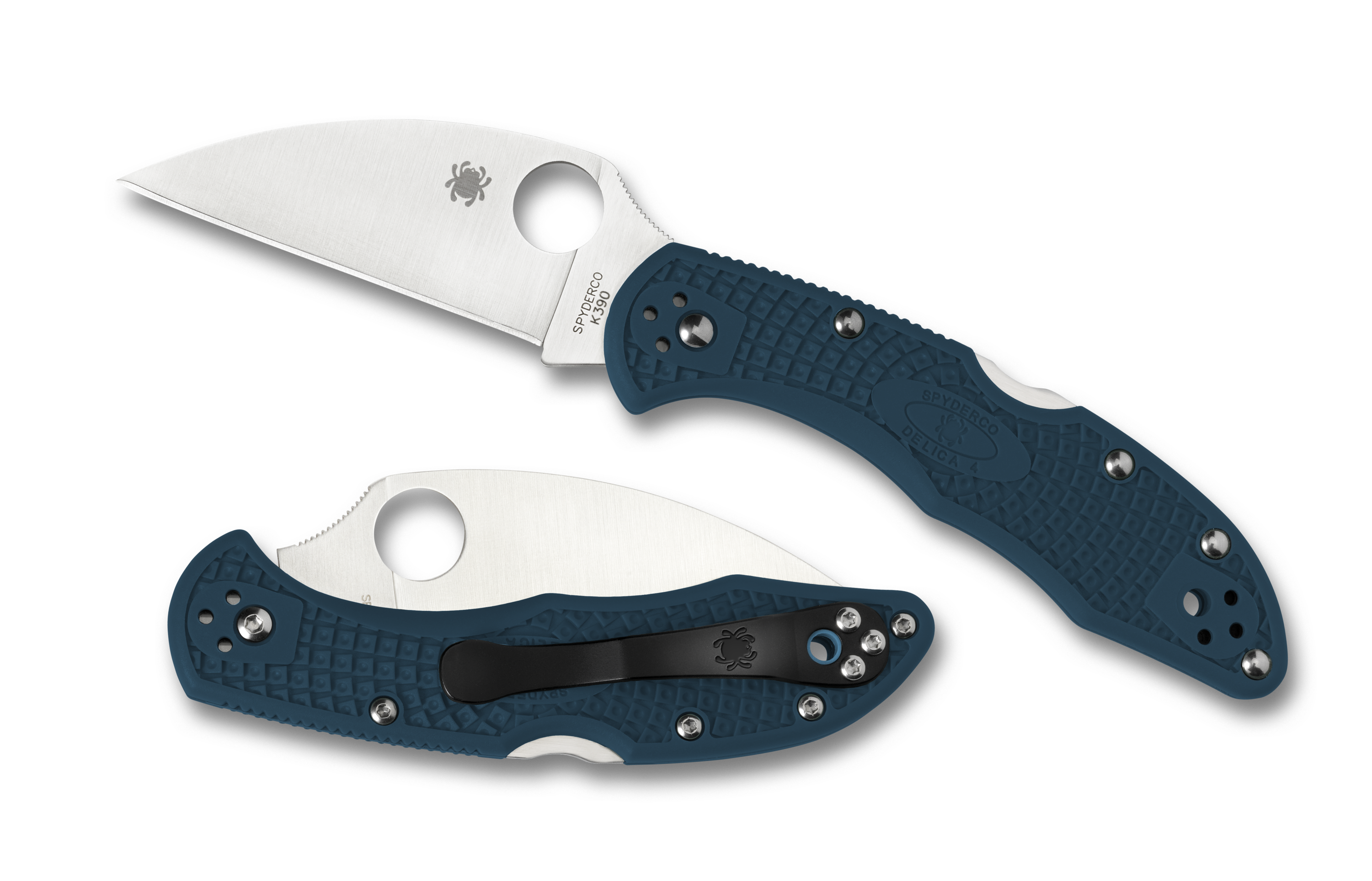 Spyderco Delica - Plain K390 Wharncliffe Blade - Blue FRN Handle - C11FPWK390 Folding Knives - Tophatter Daily Deals