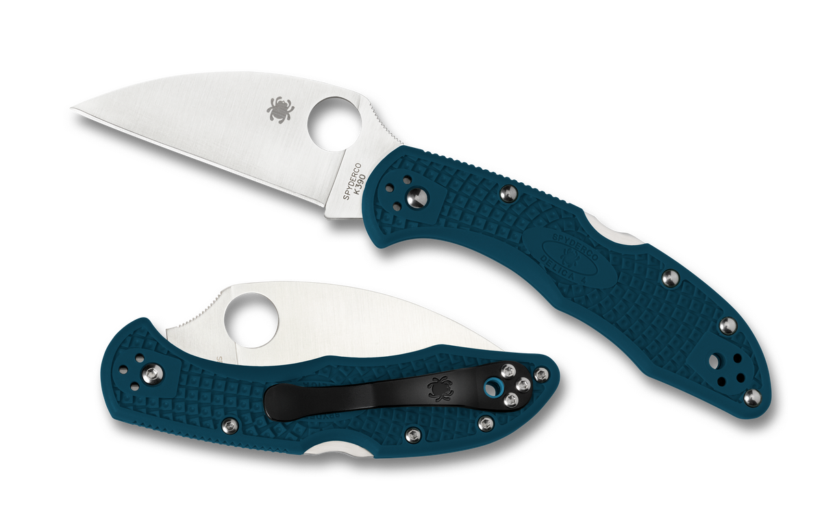 Spyderco Delica - Plain K390 Wharncliffe Blade - Blue FRN Handle - C11FPWK390 Folding Knives - Tophatter Daily Deals