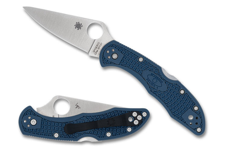 Spyderco Delica 4 - Cobalt Blue FRN Handles - Satin SPY27 Blade - C11PCBL Folding Knives - Tophatter Daily Deals