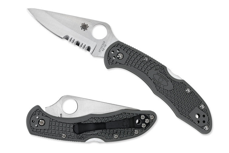 Syderco Delica 4 - Foliage Green FRN Handles - VG10 Satin Combo Blade - C11PSFG Folding Knives - Tophatter Daily Deals