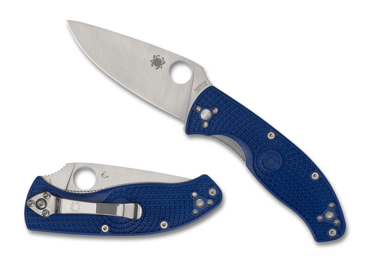 Spyderco Tenacious - Plain Edge CPM-S35VN - Blue FRN - C122PBL Knives - Tophatter Daily Deals