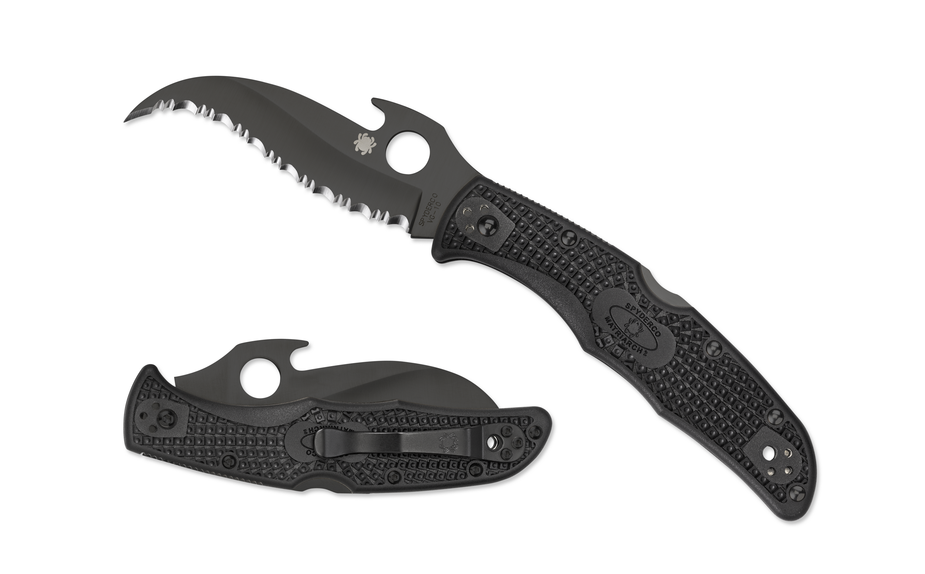 Spyderco Matriarch 2 - Emerson Opener - Black Serrated Blade - C12SBBK2W Knives - Tophatter Daily Deals