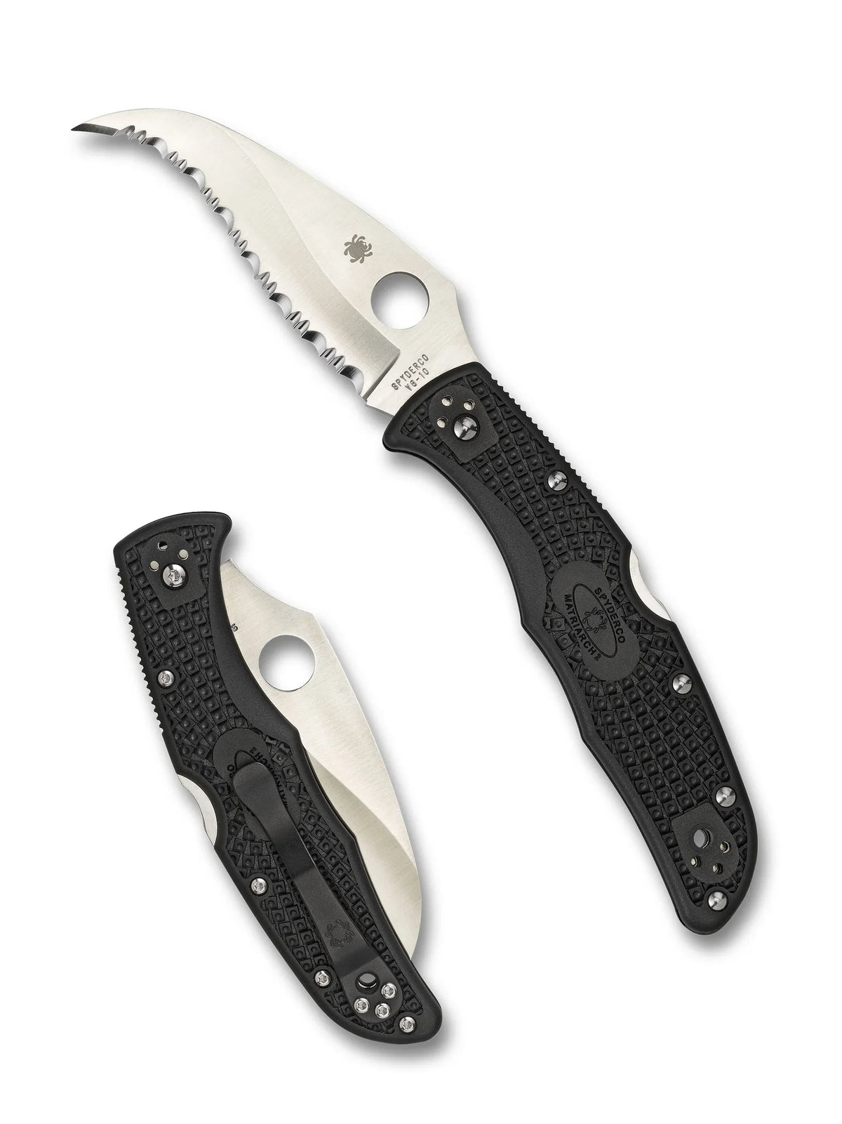 Spyderco Matriarch 2 - Black FRN Handles - VG10 Satin Serrated Blade - C12SBK2 Folding Knives` - Tophatter Daily Deals