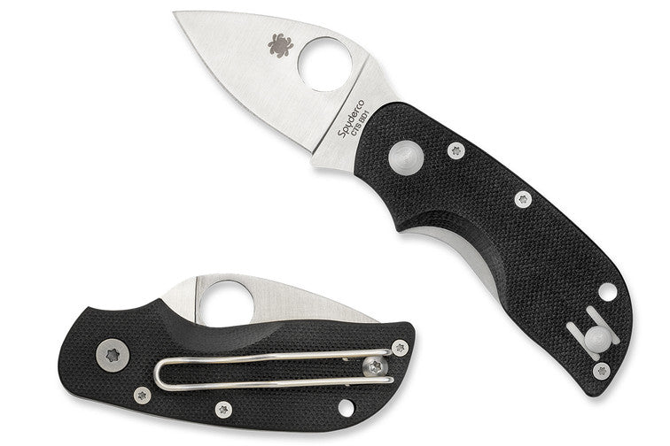Spyderco Chicago - Black G10 Handles - CTS-BD1N Satin Plain Blade - C130GP Folding Knives - Tophatter Daily Deals
