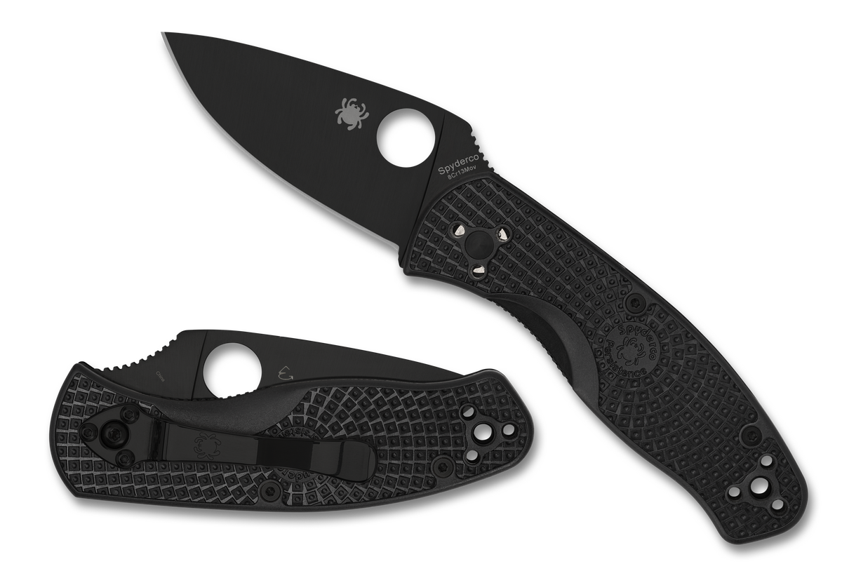 Spyderco Persistence Lightweight - Black FRN - Black Plain Edge Blade - C136PBBK Knives - Tophatter Daily Deals