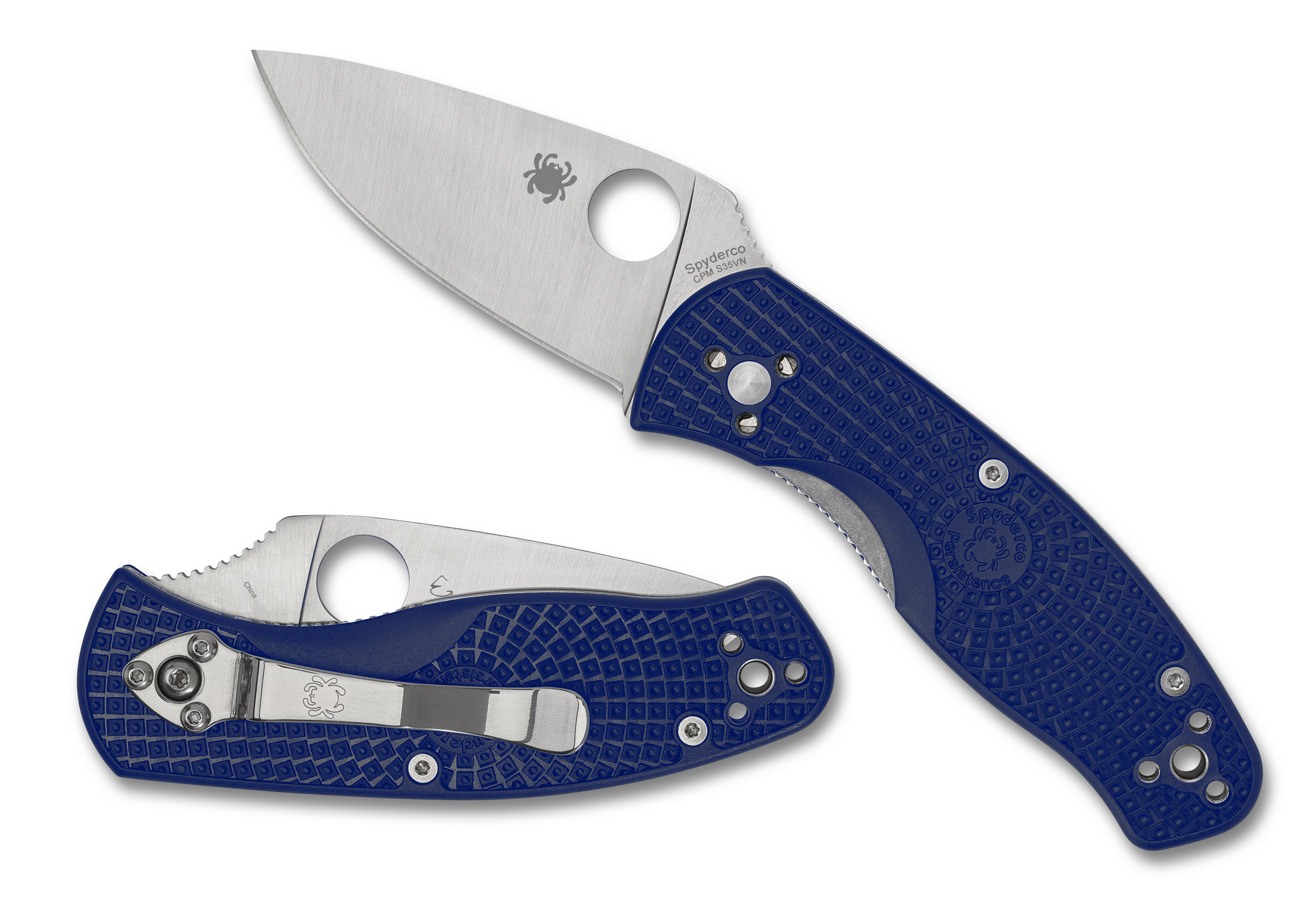 Spyderco Persistence Lightweight - Blue FRN - Plain Edge CPM-S35VN Blade - C136PBL Knives - Tophatter Daily Deals