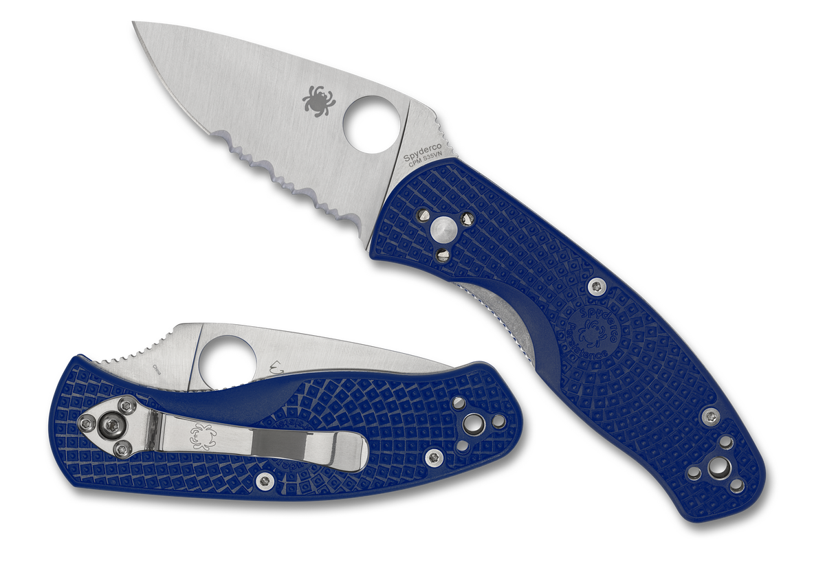 Spyderco Persistence Lightweight - Blue FRN - Partially Serrated CPM-S35VN Edge - C136PSBL - CLOSEOUT Knives - Tophatter Daily Deals