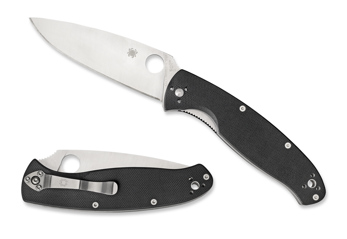 Spyderco Resilience - Black G10 Handle - Plain Edge - C142GP Knives - Tophatter Daily Deals