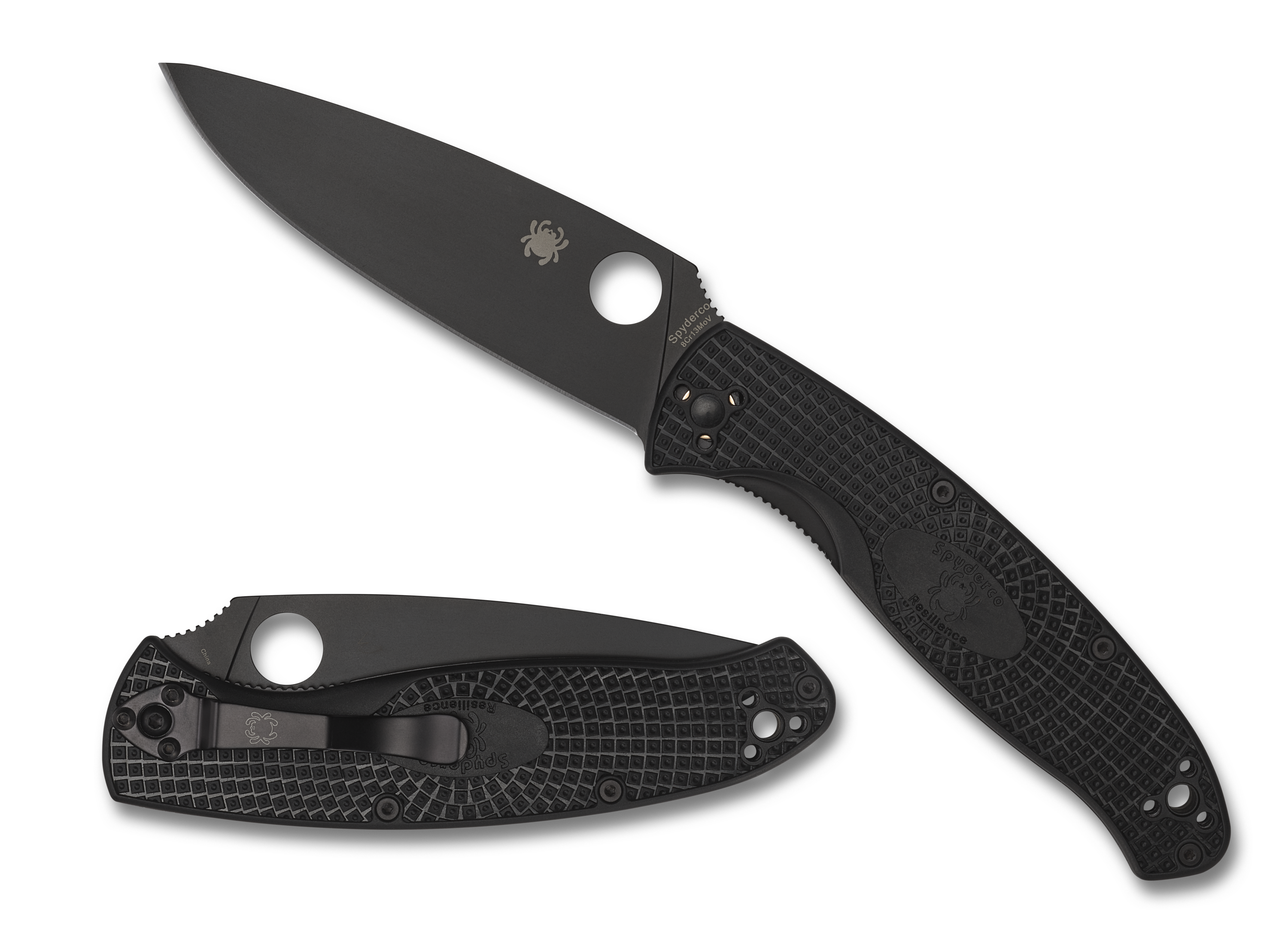 Spyderco Resilience Lightweight - Black G10 Handle - Black Blade - C142PBBK Knives - Tophatter Daily Deals