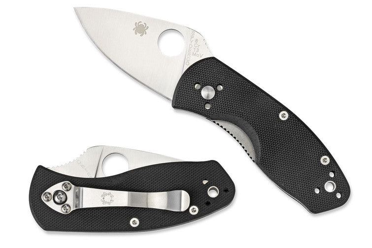 Spyderco Ambitious - Black G-10 Handles - 8Cr13MoV Plain Blade - C148GP Folding Knives - Tophatter Daily Deals