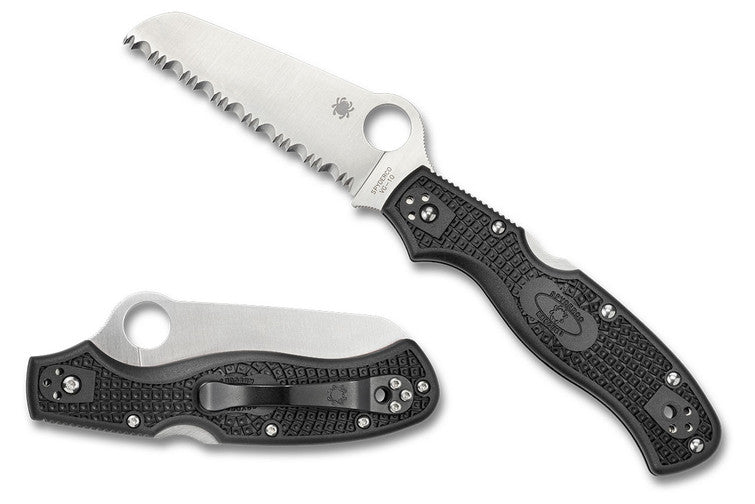 Spyderco Rescue 3 - Black FRN Handles - VG10 Satin Serrated Blade - C14SBK3 Folding Knives - Tophatter Daily Deals