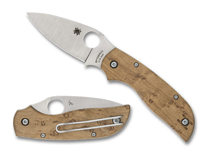 Spyderco Chaparral SlipIt - Birdseye Maple Wood Handle - Plain Edge CTS-XHP - C152NLWDP Knives - Tophatter Daily Deals