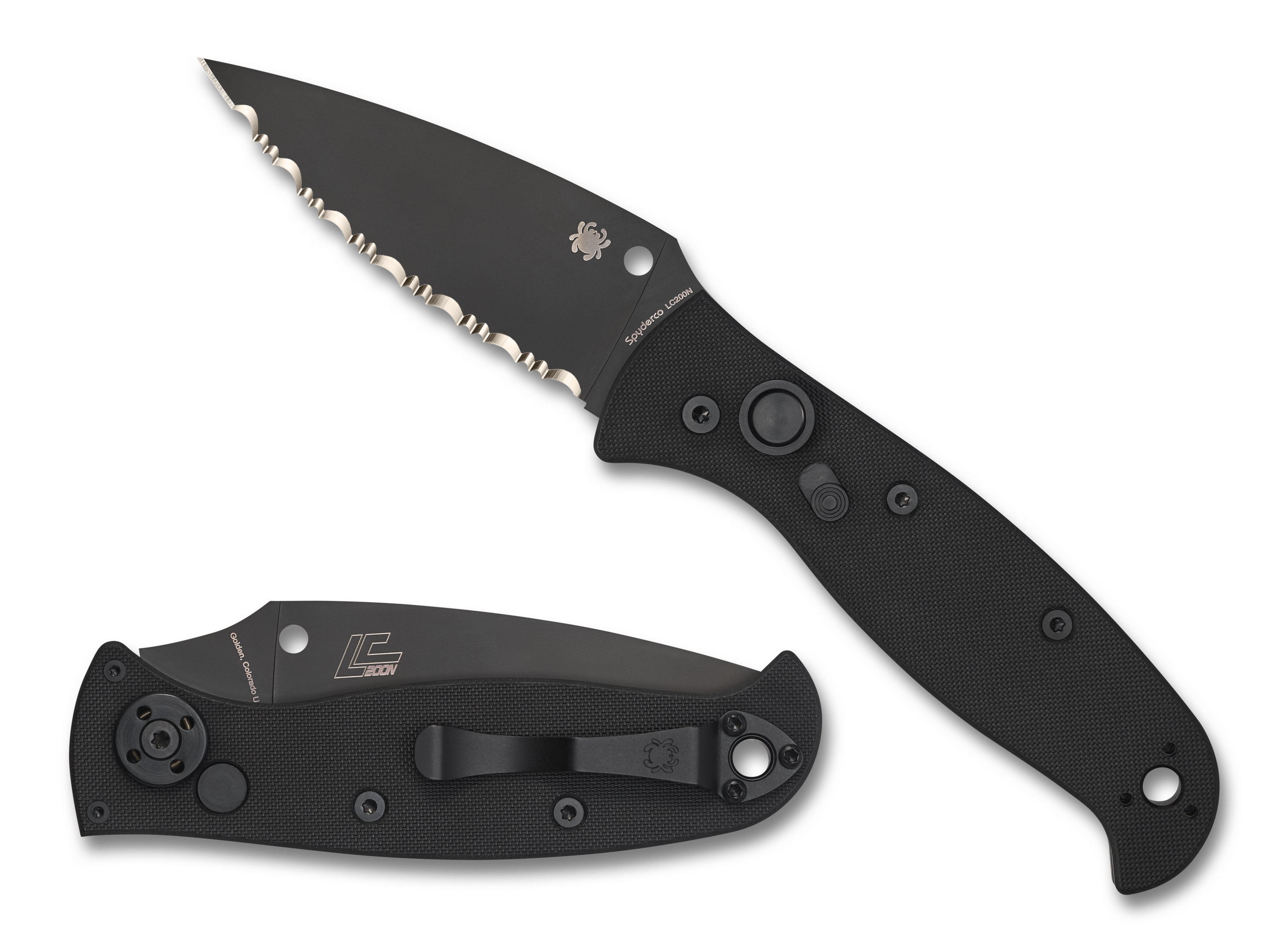 Spyderco Autonomy 2 - Automatic - Black G10 - DLC Serrated Edge LC200N Blade - C165GSBBK2 Automatic Knives - Tophatter Daily Deals