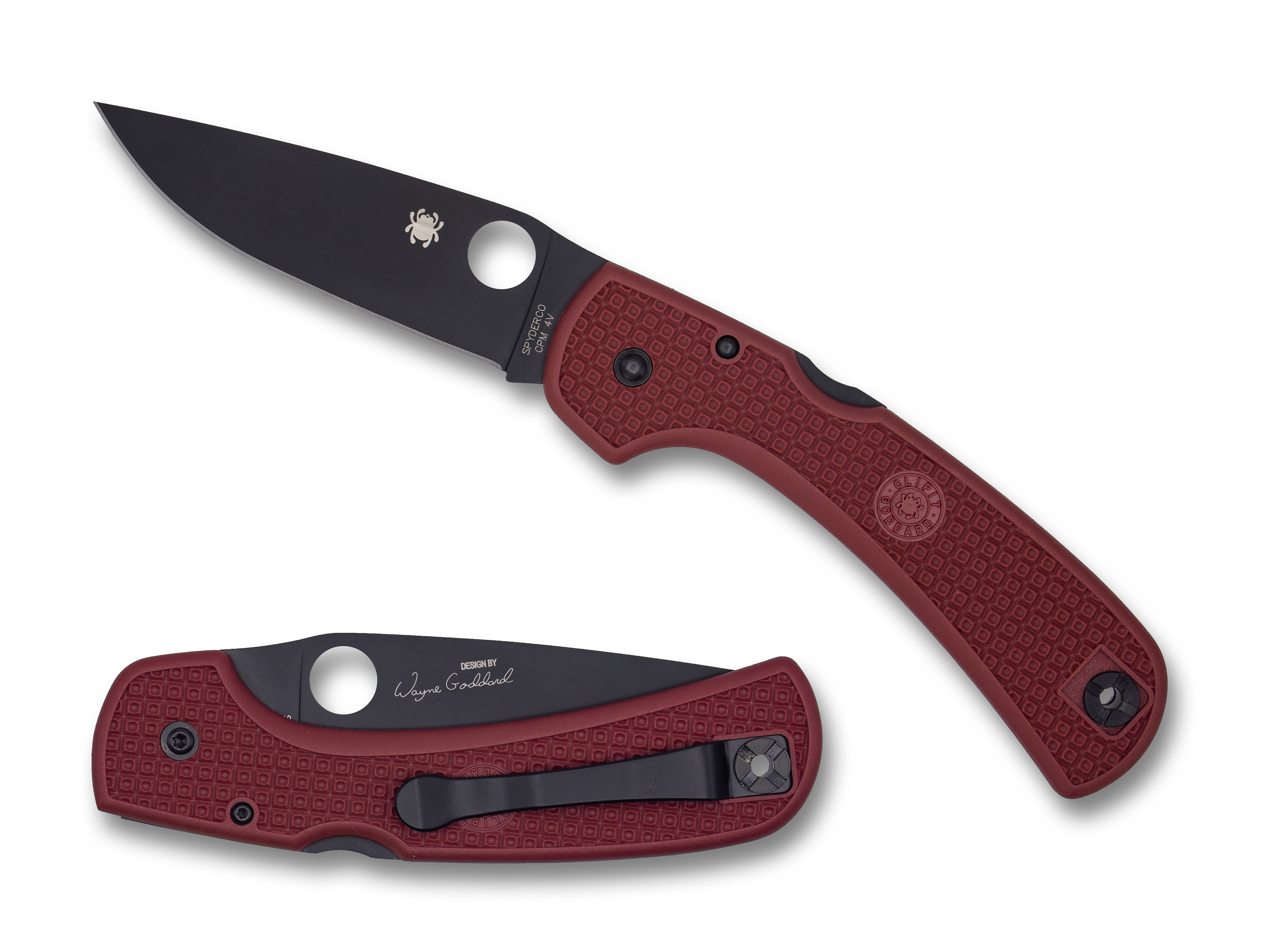 Spyderco Goddard - Red FRN - Black CPM-4V Blade - St. Nick's Knives Exclusive - C16FPRDBK Knives - Tophatter Daily Deals