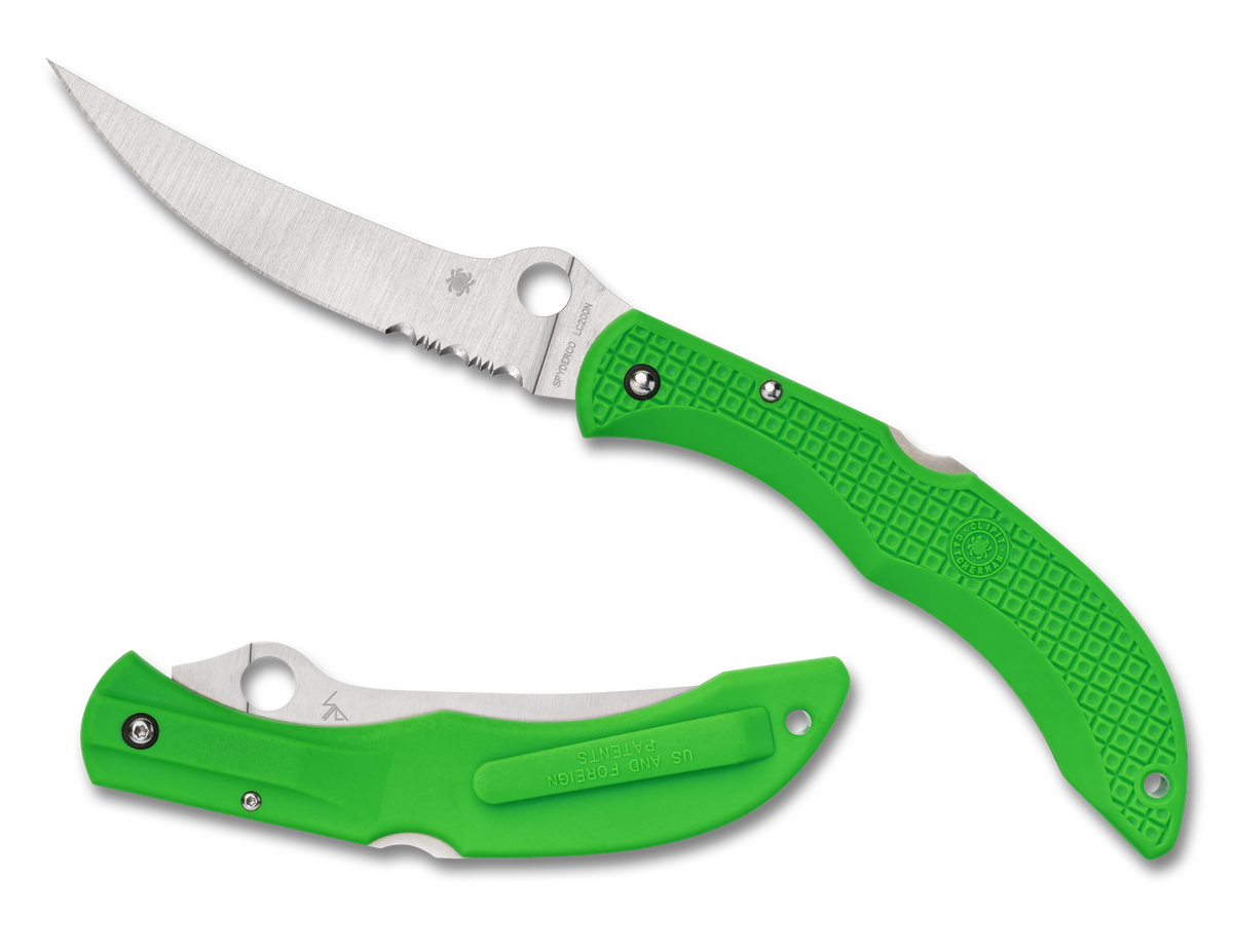 Spyderco Catcherman Salt - Sprint Run - Partially Serrated LC200N - Green FRN - C17PSGR Collectors - Tophatter Daily Deals