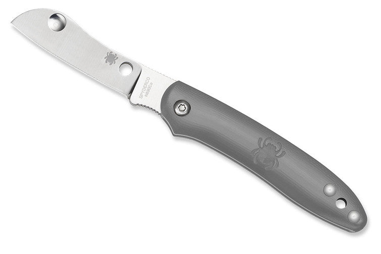 Spyderco Roadie Slipjoint - Gray FRN Handles - N690Co Plain Sheepsfoot Blade - C189PGY Folding Knives - Tophatter Daily Deals