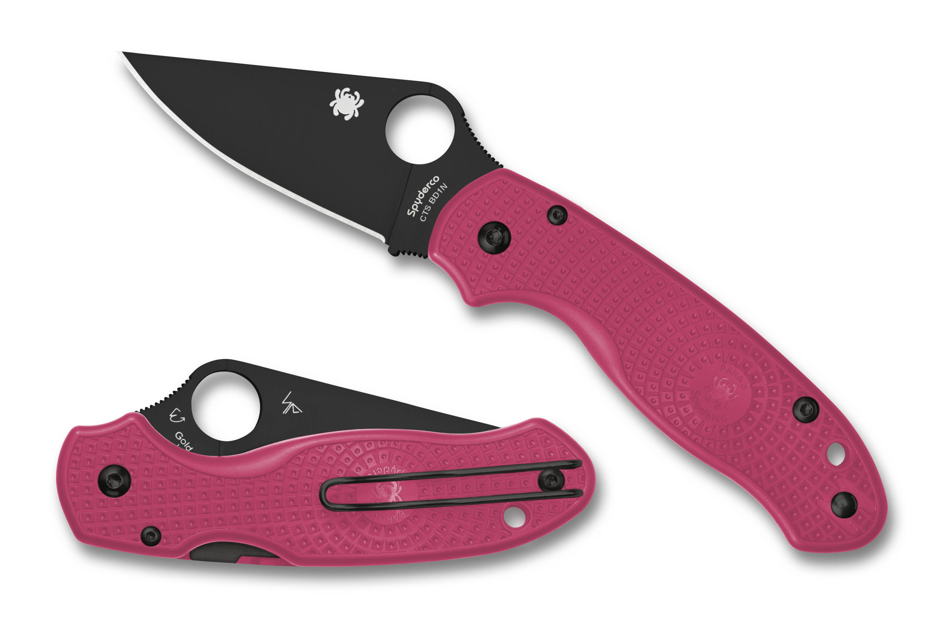 Spyderco Para 3 Lightweight - Pink FRN - Black Blade - C223PPNBK Knives - Tophatter Daily Deals