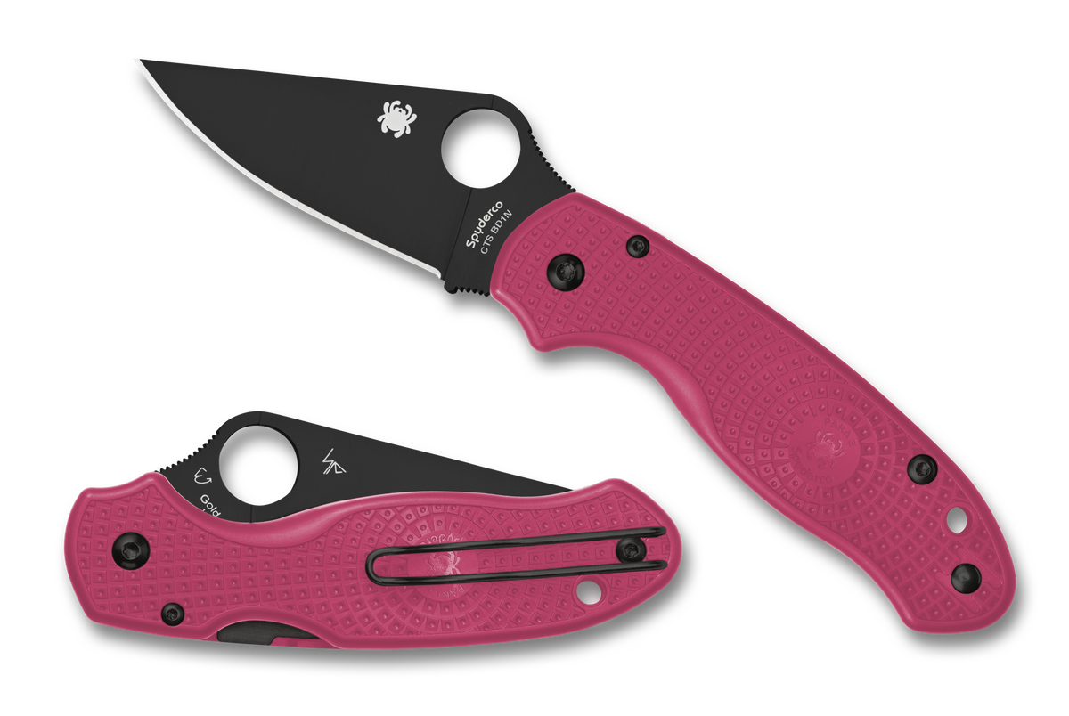 Spyderco Para 3 Lightweight - Pink FRN - Black Blade - C223PPNBK Knives - Tophatter Daily Deals