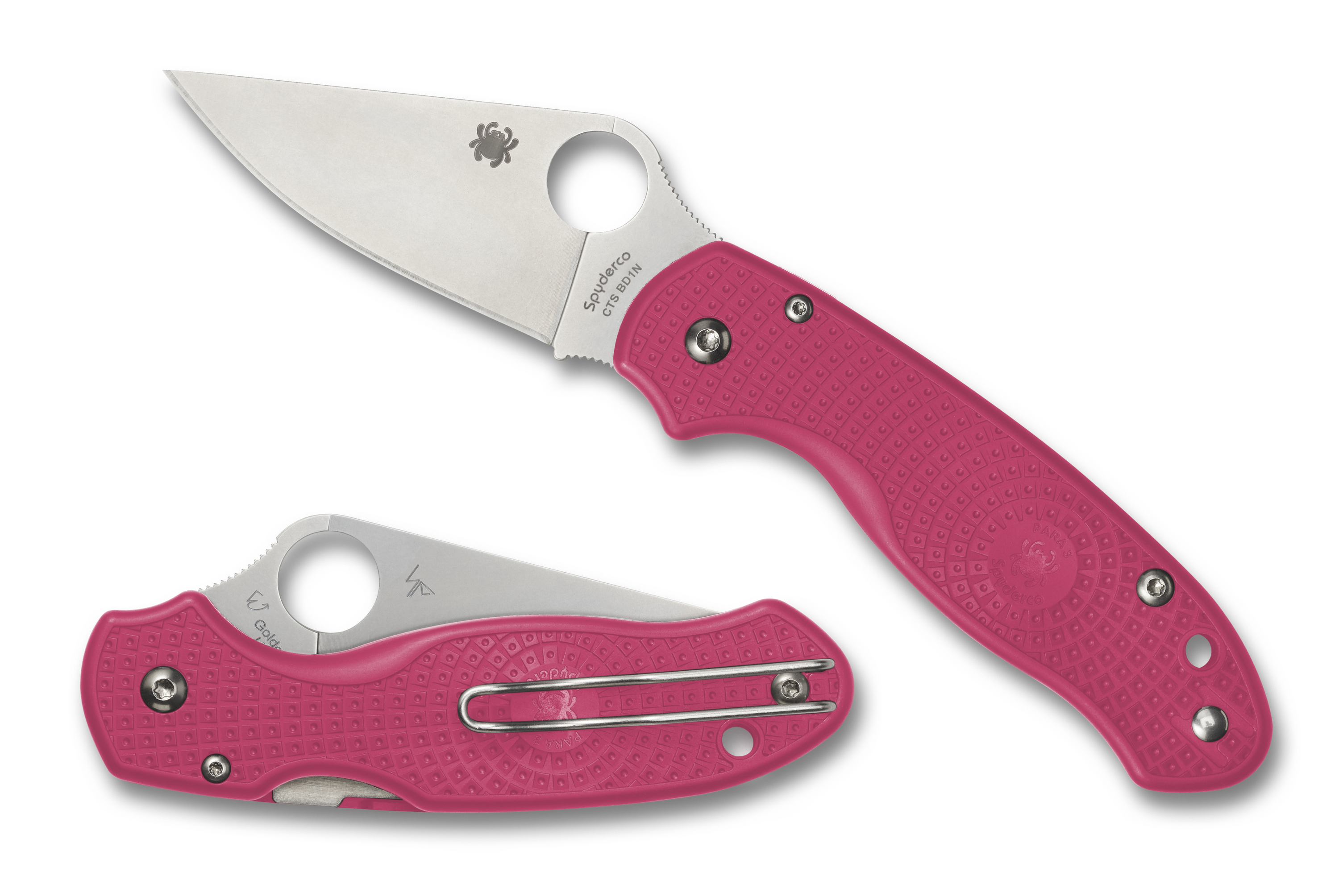 Spyderco Para 3 Lightweight - Pink FRN - Satin Blade - C223PPN Knives - Tophatter Daily Deals