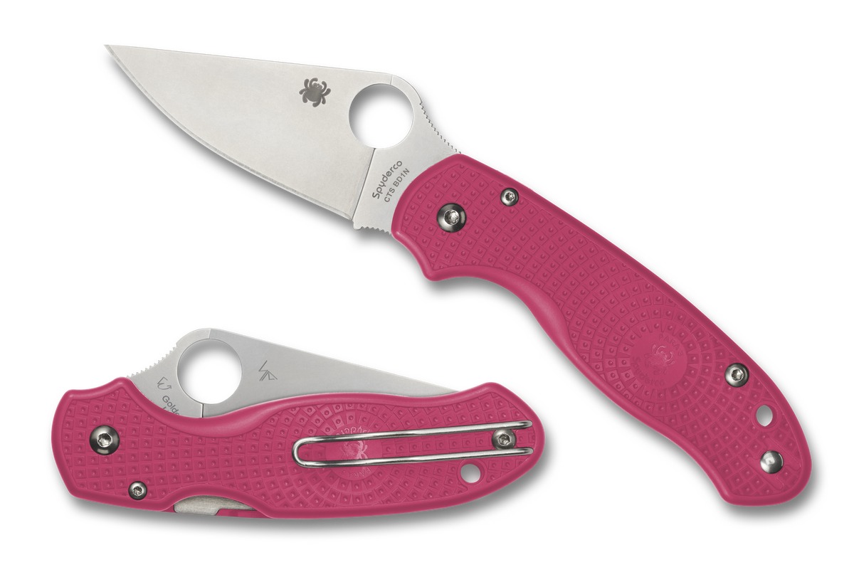Spyderco Para 3 Lightweight - Pink FRN - Satin Blade - C223PPN Knives - Tophatter Daily Deals