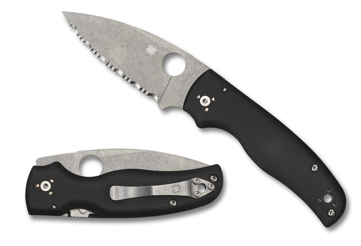 Spyderco Shaman - Serrated Edge - CPM-S30V - Black G10 - C229GS Knives - Tophatter Daily Deals