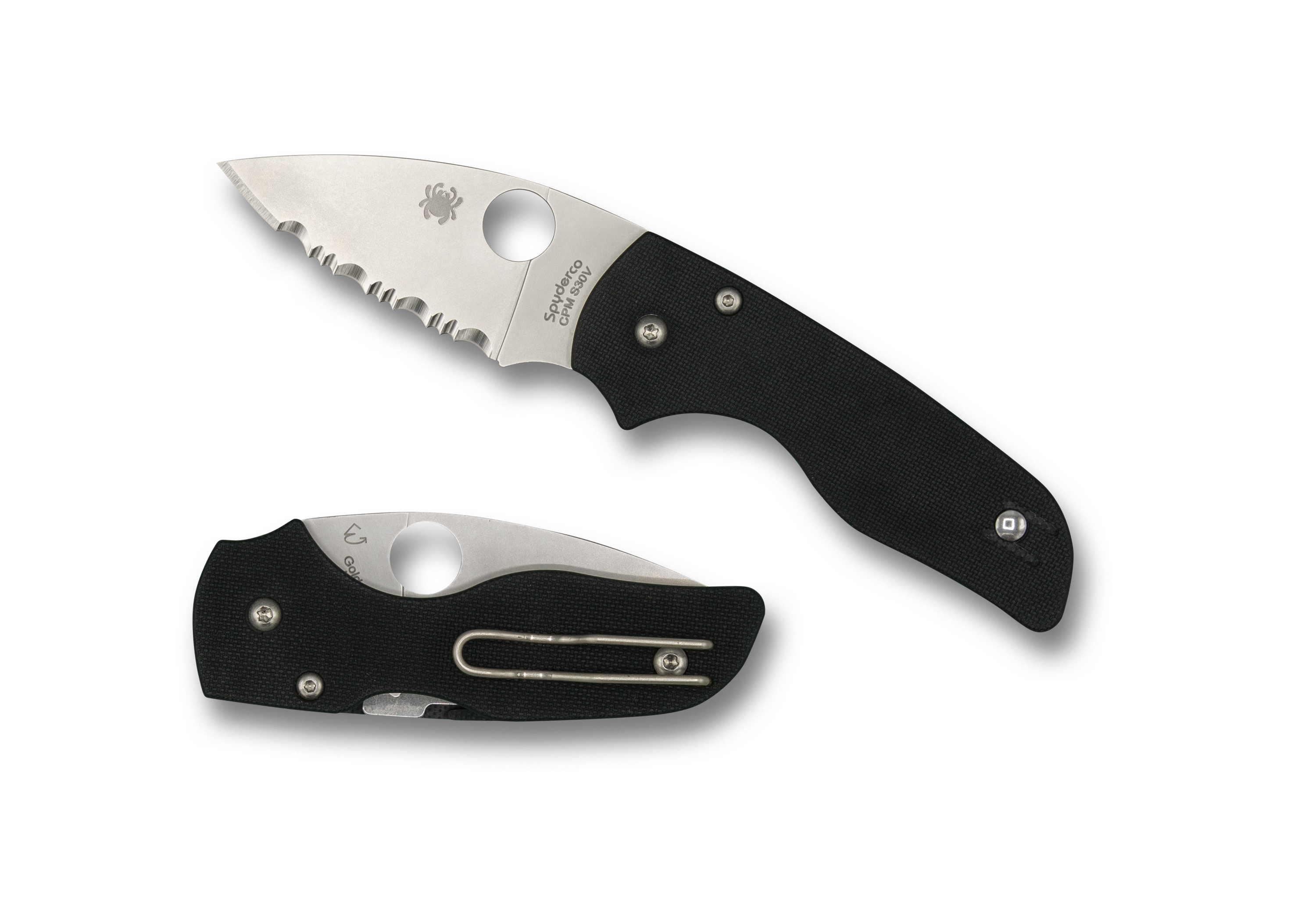 Spyderco Lil’ Native - Compression Lock - Black G10 - Serrated Edge - C230GS Knives - Tophatter Daily Deals