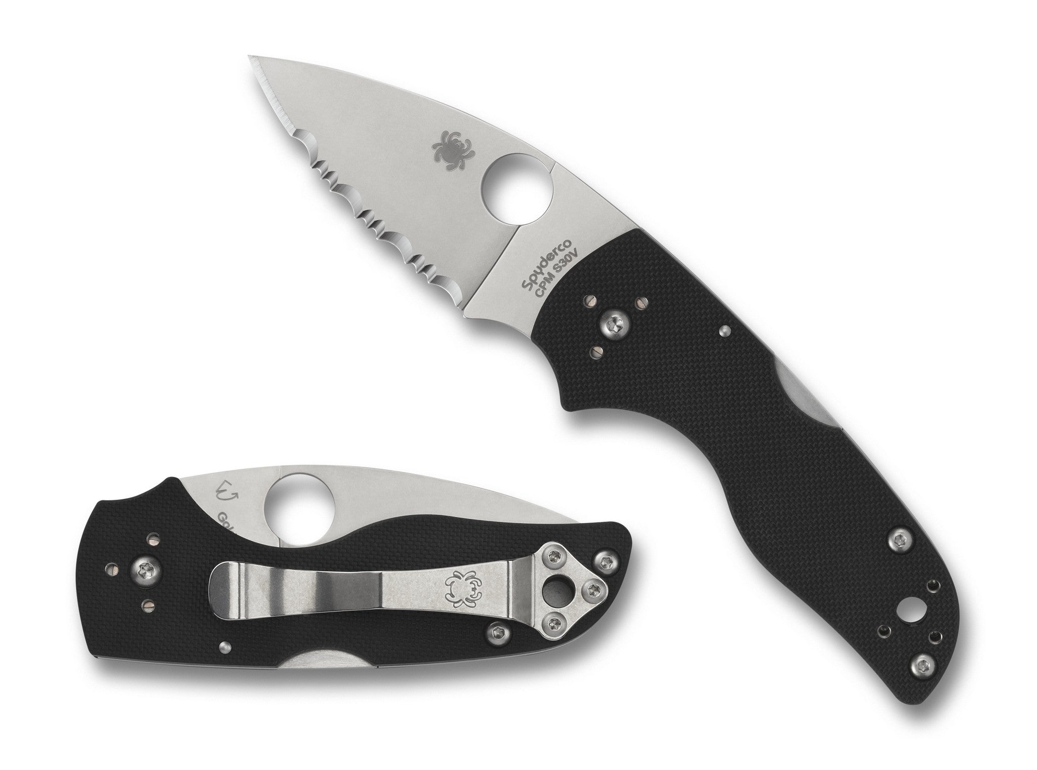 Spyderco Lil’ Native Mid Backlock - Black G10 - Serrated CPM-S30V - C230MBGS Knives - Tophatter Daily Deals