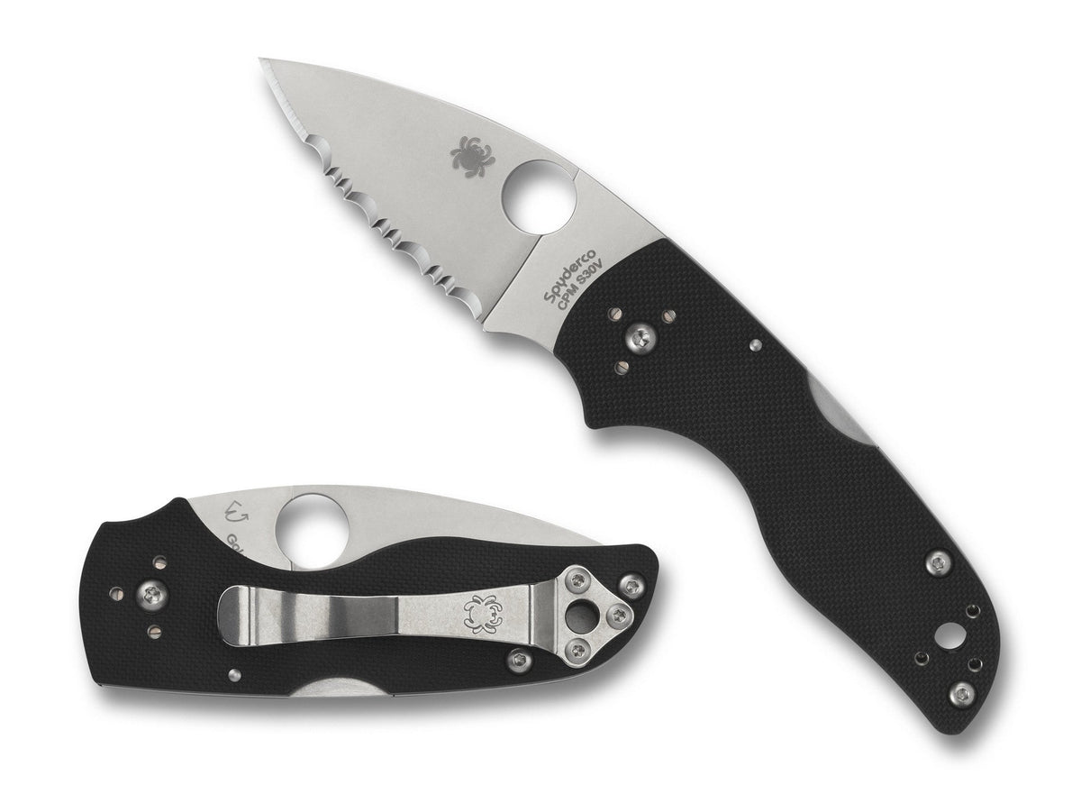 Spyderco Lil’ Native Mid Backlock - Black G10 - Serrated CPM-S30V - C230MBGS Knives - Tophatter Daily Deals