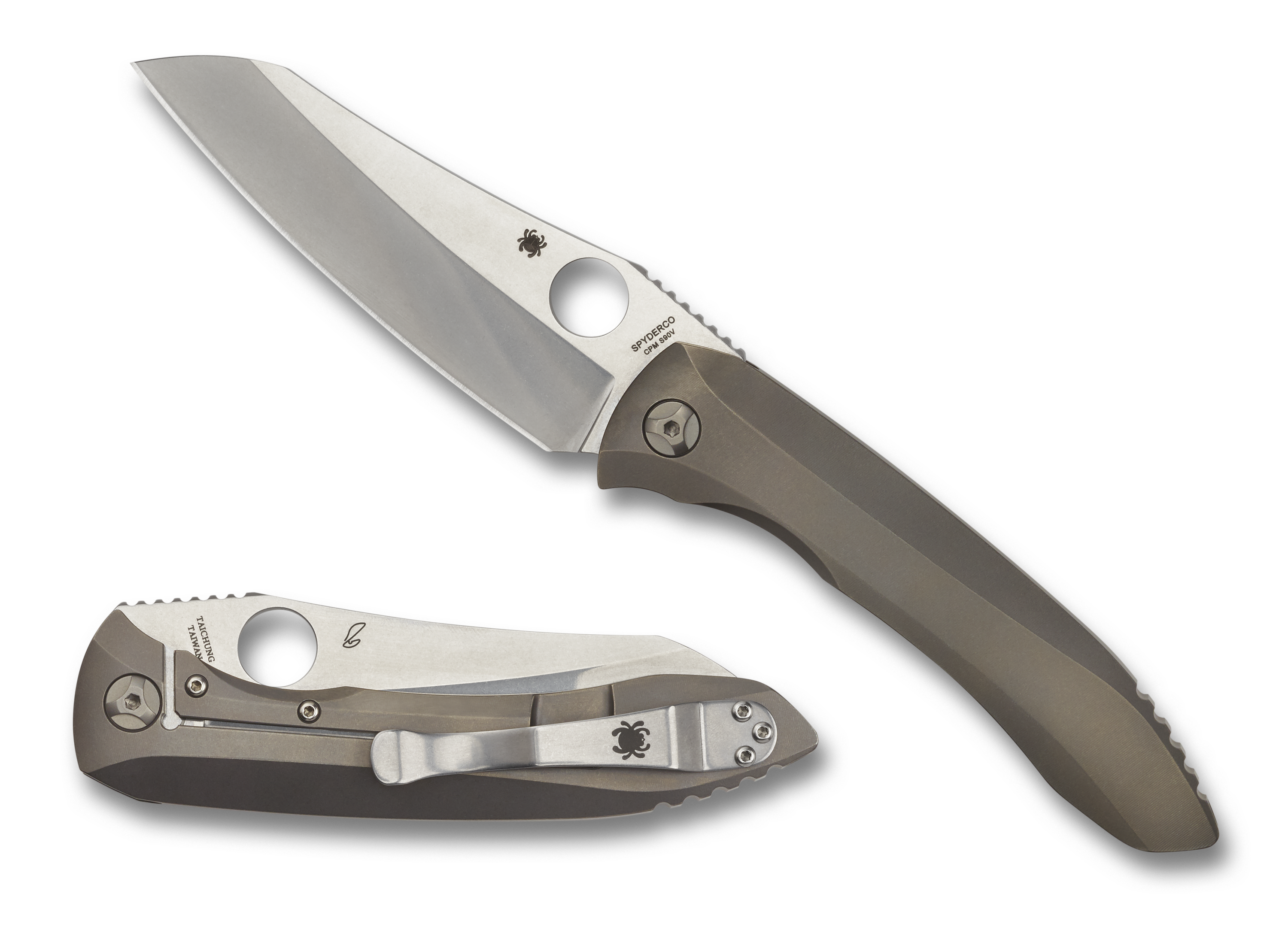 Spyderco Paysan - Plain Titanium - CPM S90V - Frame Lock - C238TIP Knives - Tophatter Daily Deals