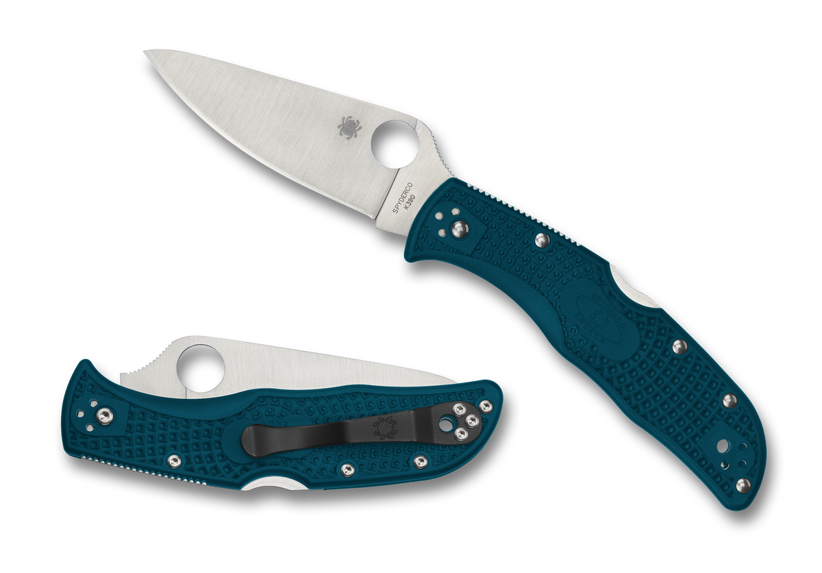 Spyderco Endela - Blue FRN - K390 Steel - Plain Edge - C243FPK390 Knives - Tophatter Daily Deals