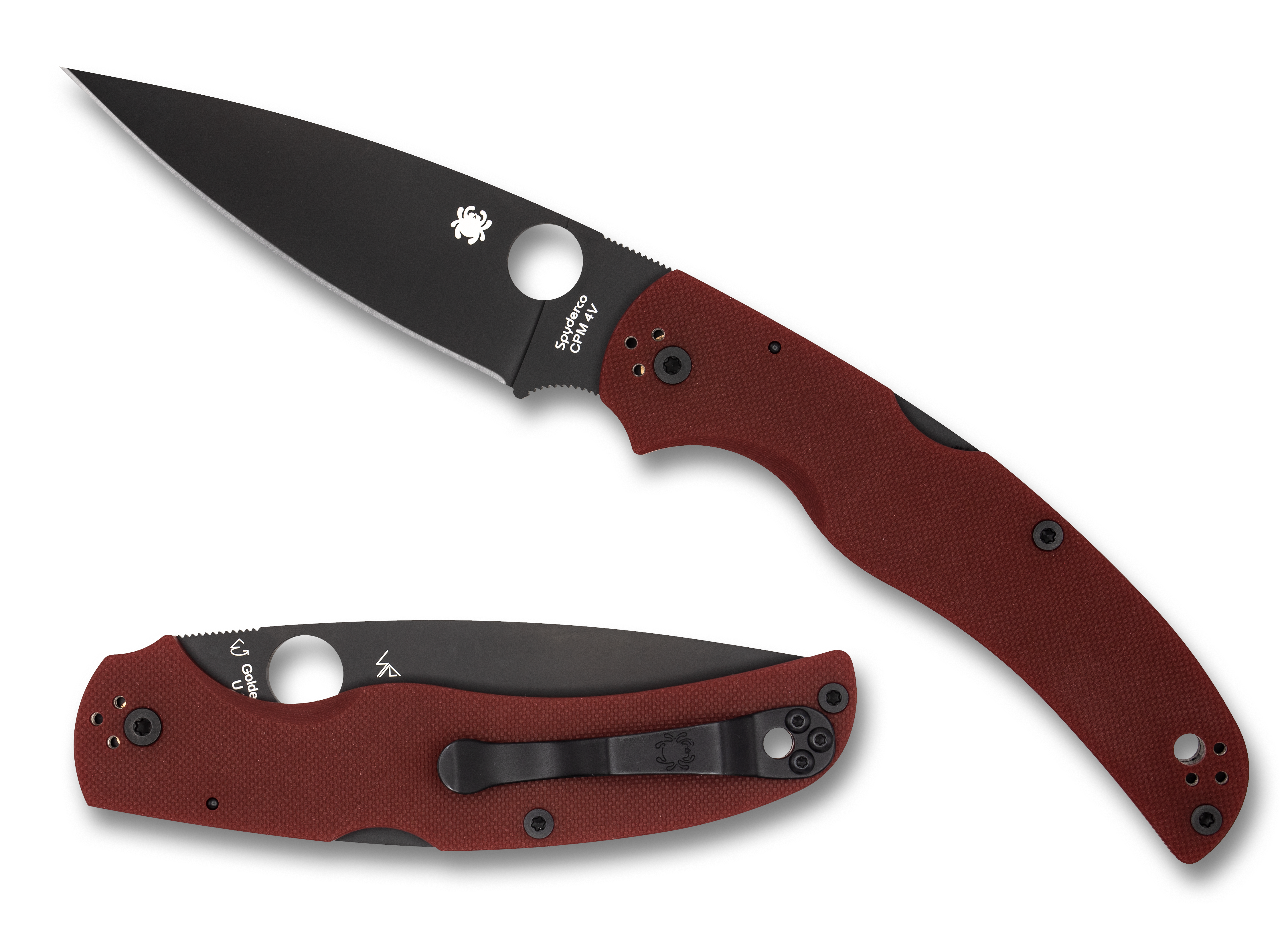 Spyderco Native Chief - St. Nick's Exclusive - Black Hardware - Red G10 - CPM-4V - C244GPRDBK Knives - Tophatter Daily Deals