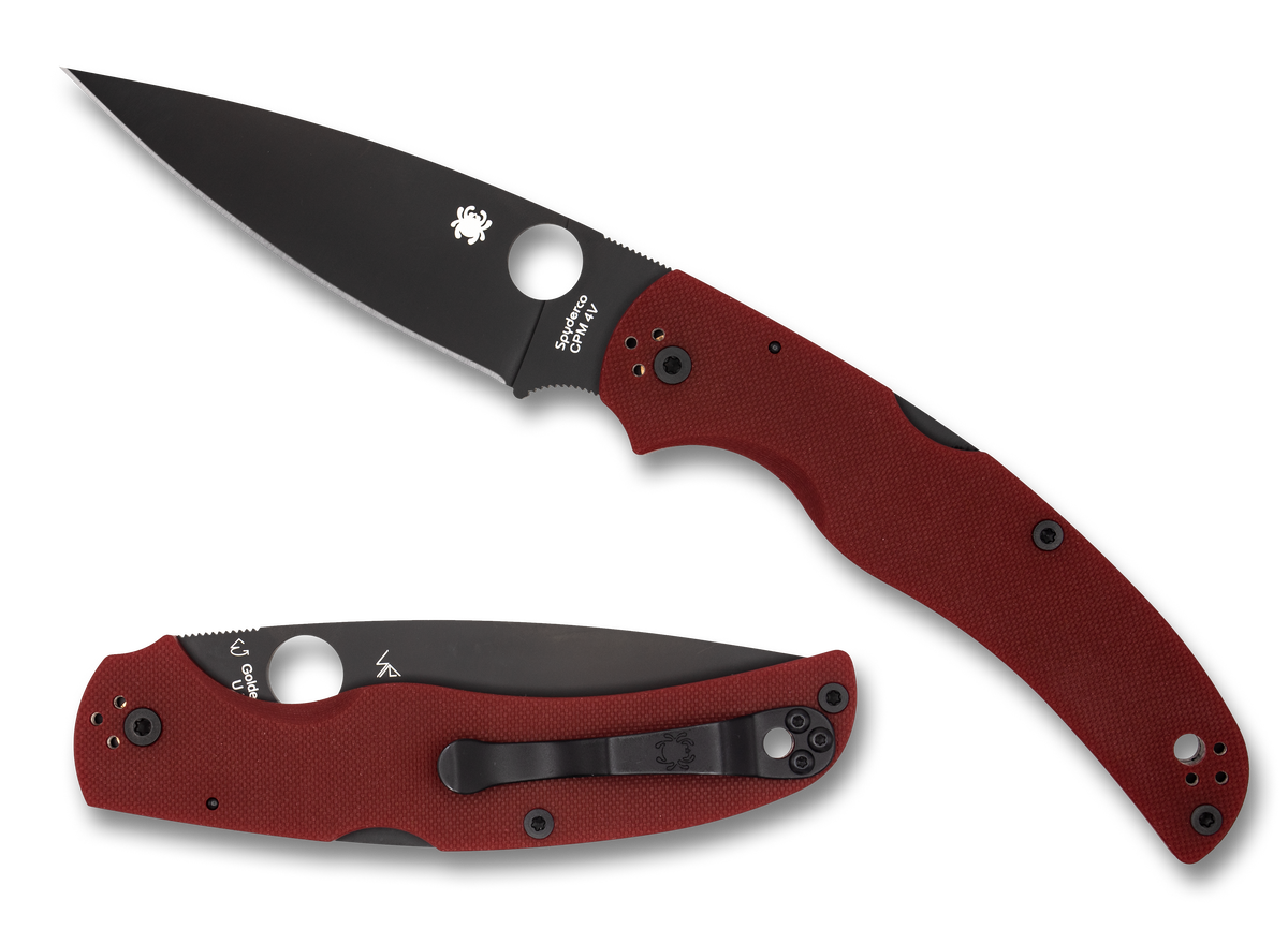 Spyderco Native Chief - St. Nick's Exclusive - Black Hardware - Red G10 - CPM-4V - C244GPRDBK Knives - Tophatter Daily Deals