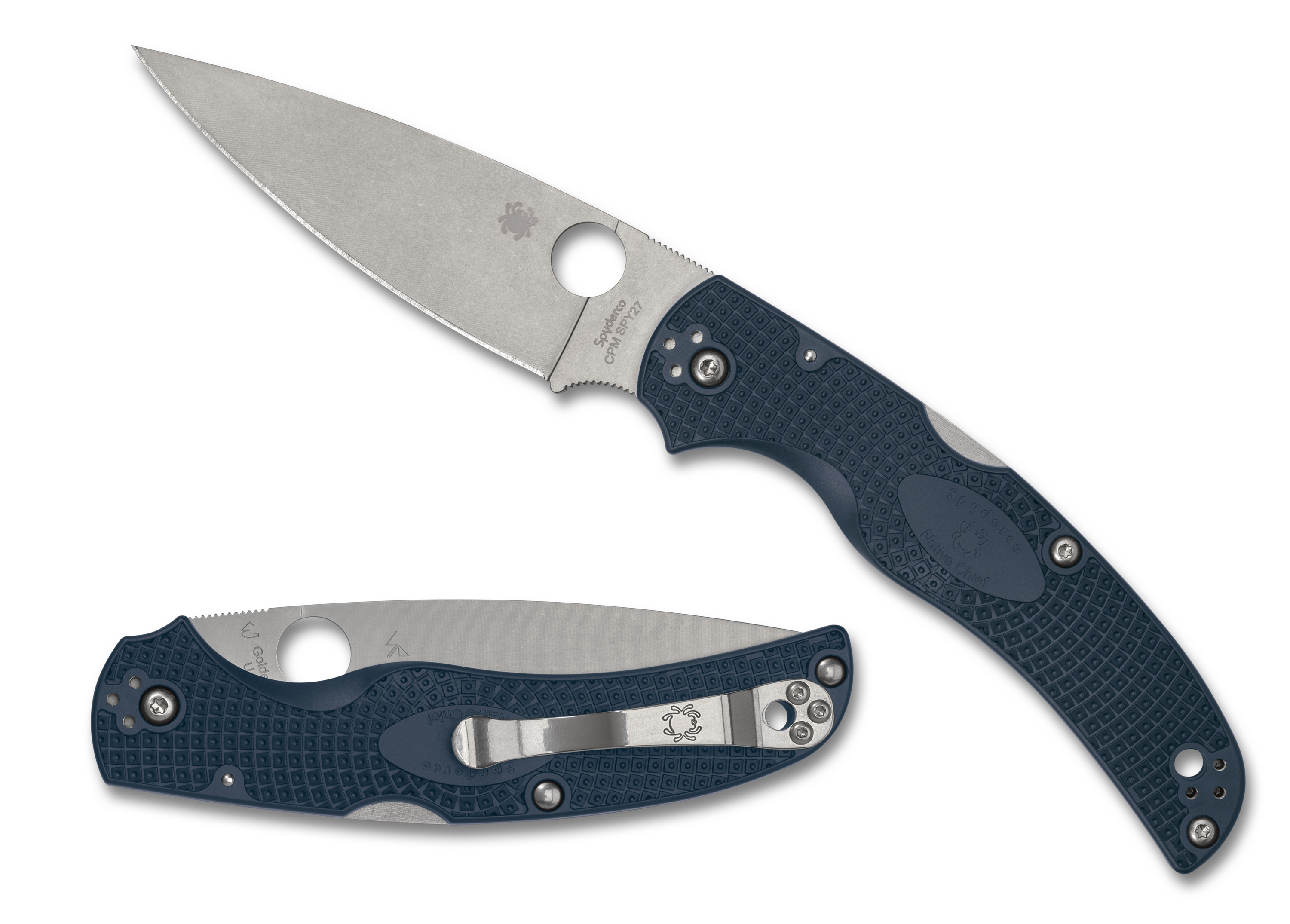 Spyderco Native Chief Lightweight - Cobalt Blue FRN - Plain Edge - C244PCBL Knives - Tophatter Daily Deals