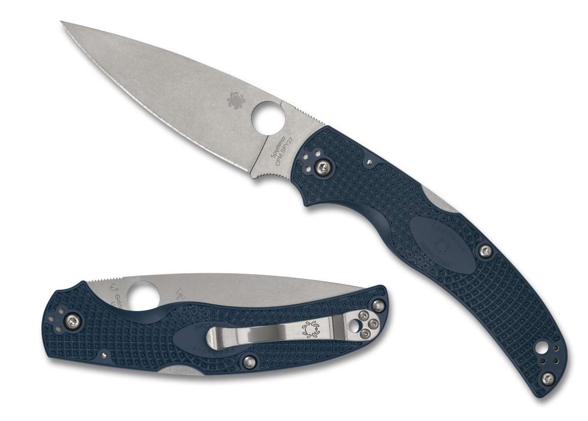 Spyderco Native Chief Lightweight - Cobalt Blue FRN - Plain Edge - C244PCBL Knives - Tophatter Daily Deals