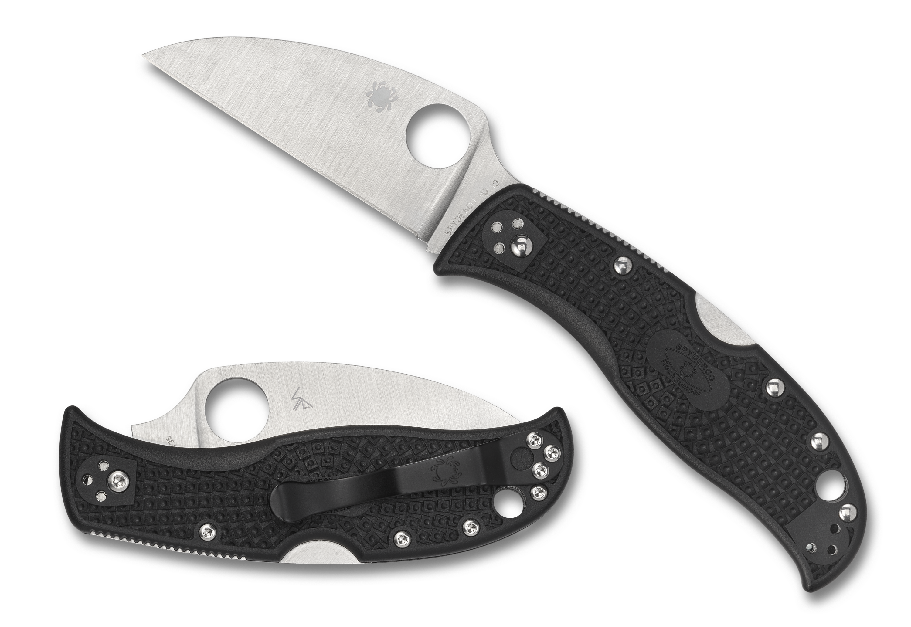 Spyderco RockJumper - Flat Ground - Plain Edge - Black FRN - C254PBK - CLOSEOUT Knives - Tophatter Daily Deals