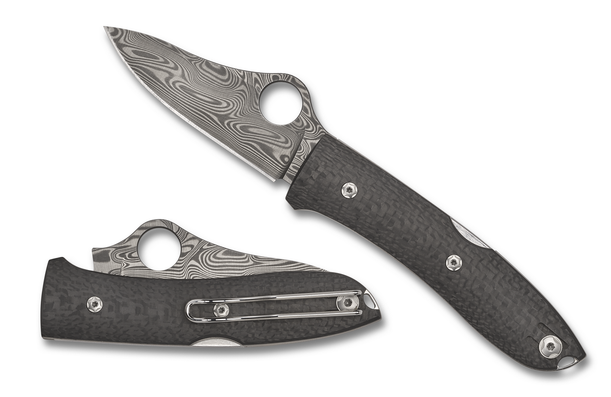 Spyderco SpyOpera - Carbon Fiber - Thor Damasteel - Sprint Run - C255CFPD Knives - Tophatter Daily Deals