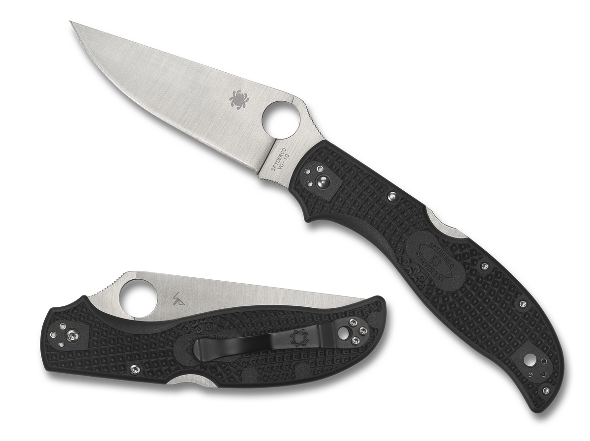 Spyderco Stretch 2 XL Lightweight - Black FRN - Plain Edge - C258PBK Knives - Tophatter Daily Deals