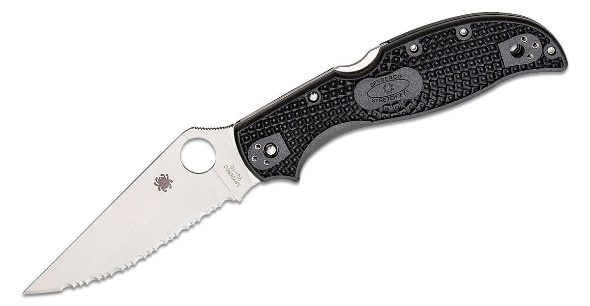 Spyderco Stretch 2 XL Lightweight - Black FRN - Serrated Edge - C258SBK Knives - Tophatter Daily Deals
