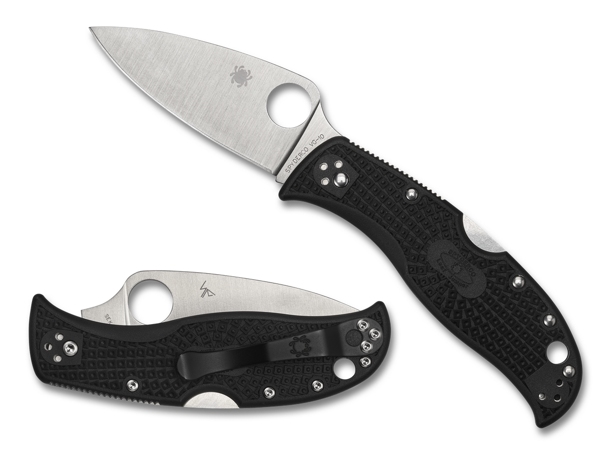 Spyderco LeafJumper - Flat Ground - Plain Edge - Black FRN - C262PBK - CLOSEOUT Knives - Tophatter Daily Deals