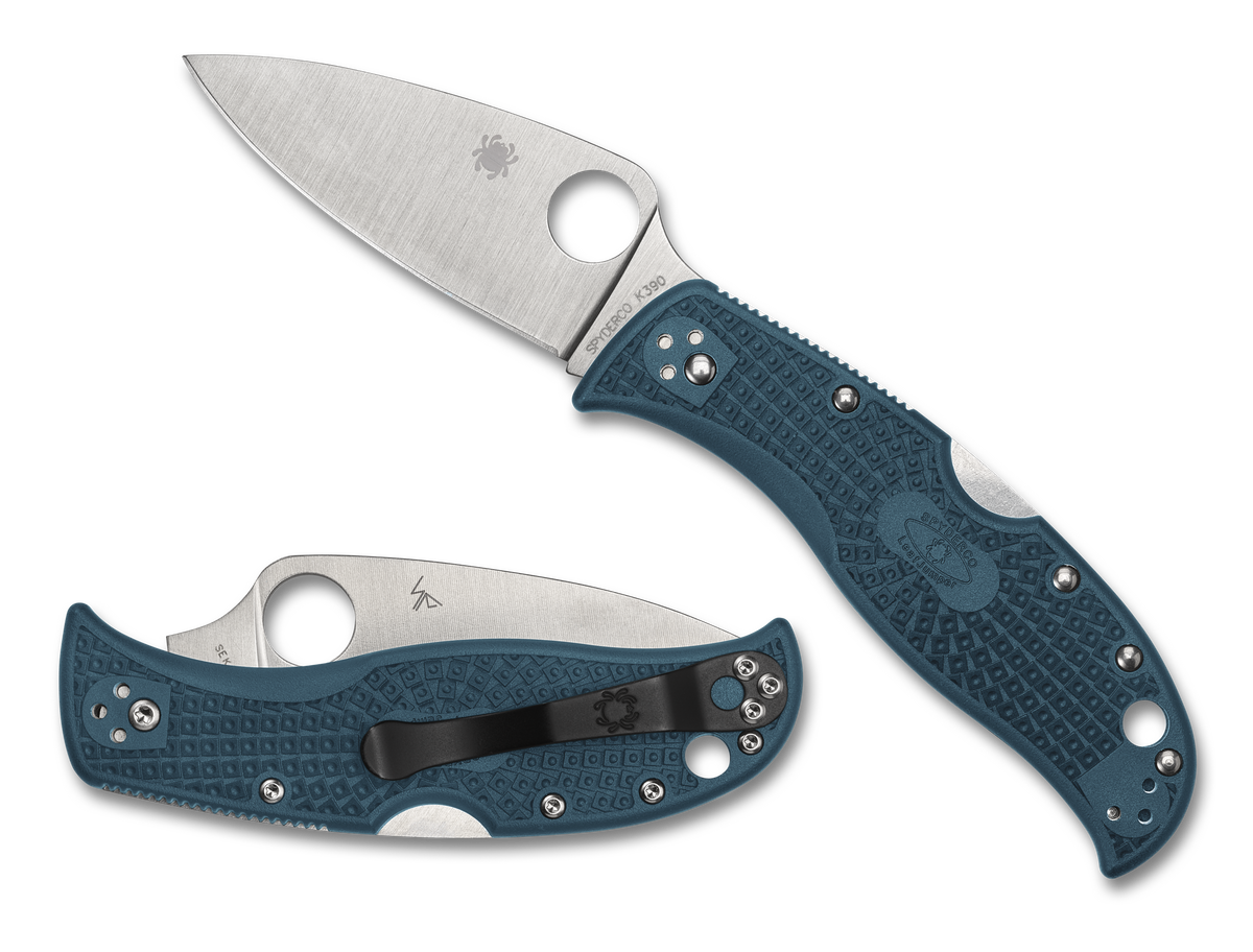 Spyderco LeafJumper - Plain Edge K390 - Blue FRN - C262PBLK390 - CLOSEOUT Knives - Tophatter Daily Deals
