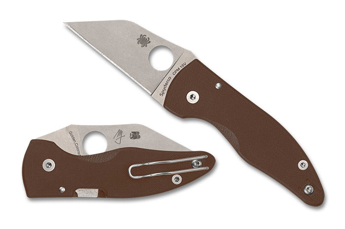 Spyderco MicroJimbo - Sprint Run - CPM-15V Blade - Compression Lock - Brown G10 - C264GPBN15V Knives - Tophatter Daily Deals